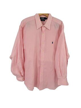 Polo Ralph Lauren mens Pink Oxford Dress Shirt size 17 Cotton Long Sleeve andrew